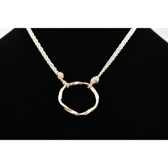 Sparkling Sage Pendant Necklace Brushed Silver Layered Multi-Chain Signed Bin2C - Picture 1 of 12